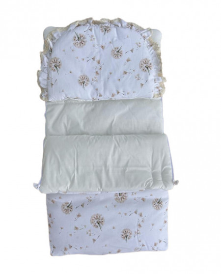 Sac de dormit pentru bebelusi, cu perna plata, grosime 2 tog, Koell, Papadii, 80 x 40 cm