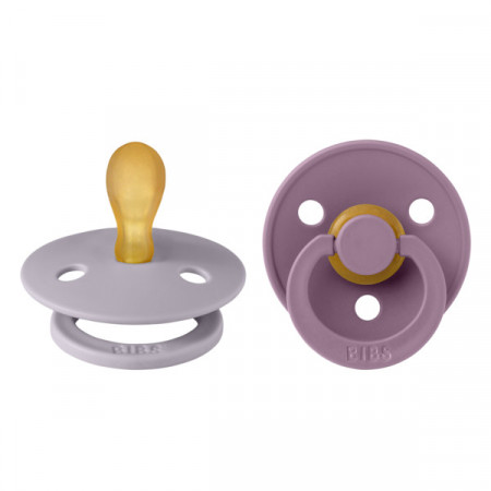 Set 2 suzete pentru bebelusi, BIBS, Colour Latex, tetina simetrica, 0 luni+, Fossil Grey / Mauve