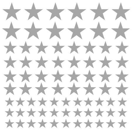 Set 77 Stickere Argintii pentru perete, decor pentru camera copilului, Tiny Star Sylver