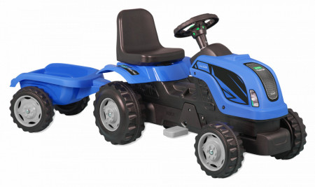 Tractor cu pedale si remorca pentru Copii Micromax MMX Albastru
