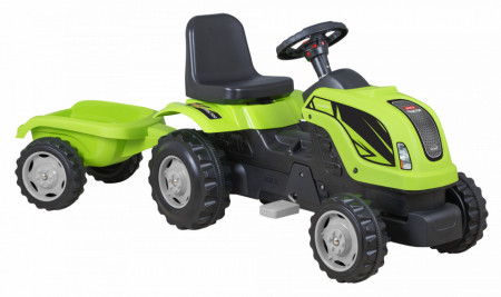 Tractor cu pedale si remorca pentru Copii Micromax MMX Verde