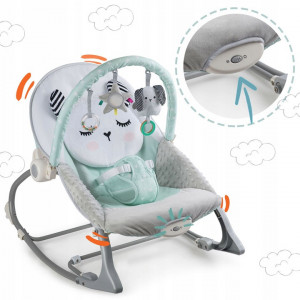 Balansoar pentru copii, cu vibratii, 2 trepte de inclinare, bara de jucarii, Nukido, Mint - Img 6
