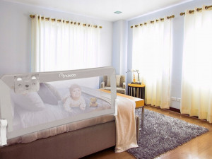 Bariera de siguranta pentru pat, Nukido, Bed Rail, 150 x 66 x 35 cm, Gri, 722300 - Img 6