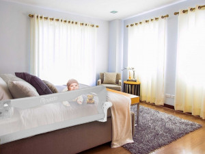 Bariera de siguranta pentru pat, Nukido, Bed Rail, 180 x 42 x 35 cm, Gri, 722400 - Img 7