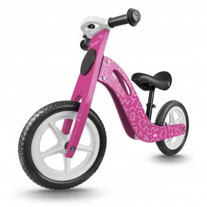 Bicicleta de echilibru din lemn pentru copii, scaun din spuma, roti 12 inchi, Ricokids, 7614, Roz - Img 2
