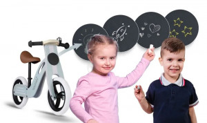 Bicicleta de echilibru din lemn pentru copii, scaun din spuma, roti 12 inchi, Ricokids, Veltino, 7618, Albastra - Img 4