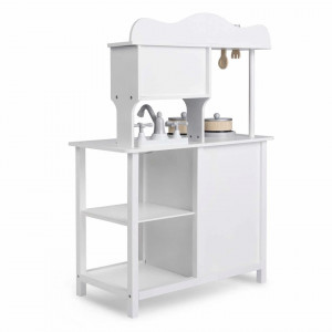 Bucatarie din lemn pentru copii 60 x 30 x 85 cm, aragaz, chiuveta, cuptor cu micround, vase, ustensile, Ricokids, RC-835 - Img 4