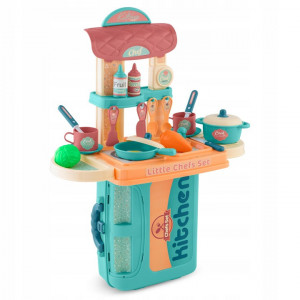 Bucatarie din plastic pentru copii, tip valiza, cu 20 de accesorii, 42 x 20,5 x 54,5 cm, Ricokids, 3 in 1 - Img 2