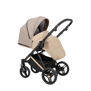 Carucior pentru copii, 2 in 1, Kunert, Lazzio, Premium, Cooper Frame, cu geanta, ventilatie, suport pahar, husa pentru picioare, rucsac din piele ecologica, spatar reglabil, sezut pivotant, husa ploaie, husa tantari, Cappuccino - Img 4