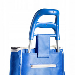 Carucior pentru cumparaturi, Multistore, cadru metalic, roti din spuma, capacitate 25 L, inaltime 90 cm, Albastru inchis - Img 4