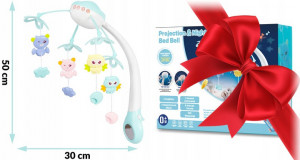 Carusel mobil, Ricokids, cu proiector de lumini si telecomanda, stelute colorate, jucarii, temporizator, RK-813, Albastru - Img 3
