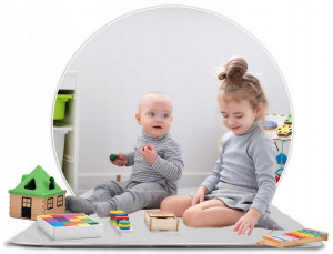 Casuta de joaca pentru copii, cu fereastra, buzunar 2 perne, lampa LED, 107 x 116 x 110 cm, Ricokids, Gri - Img 5