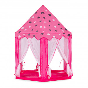 Cort de joaca pentru copii, iPlay, Castelul printesei, motive grafice, 107x125 cm, Roz - Img 4