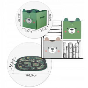 Covoras educational pentru copii, 103,5 x 97,5 cm, 2in1, Organizator jucarii, 33 x 39 x 36,5 cm, Nukido,Verde - Img 3