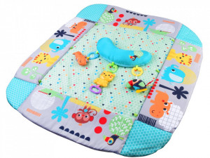 Covoras educational pentru copii, interactiv, multifunctional, 5 in 1, tarc, loc de joaca, cu bile colorate, 106x 97 cm , Jokomisiada, Albastru - Img 5