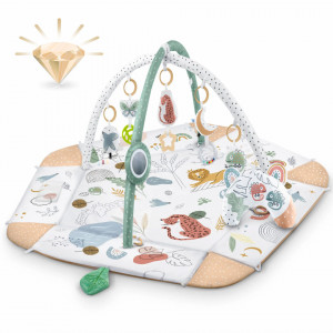 Covoras educativ pentru copii, multifunctional, pereti reglabili, 7 jucarii interactive, oglinda, 110 x 100 cm, Nukido, Lion - Img 4
