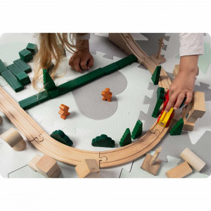 Covoras puzzle din spuma pentru copii, 151x151cm, 16 bucati, Ricokids, 738100, Gri-Menta - Img 5