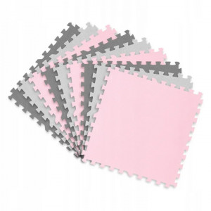 Covoras puzzle din spuma pentru copii, 180x180cm, 9 piese, Ricokids, 7498, Gri Roz - Img 3