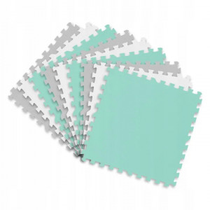 Covoras puzzle din spuma pentru copii, 180x180cm, 9 piese, Ricokids, 7504, Gri Menta - Img 4