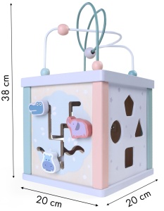 Cub Educativ Pentru Copii, Lemn, Sortare De Blocuri, Labirint, Ceas, EcoToys - Img 4