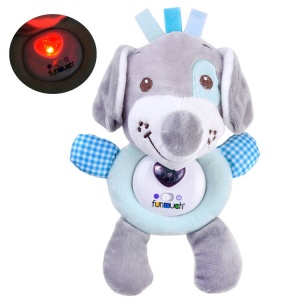 Jucarie de plus cu sunete si lumini, Funmuch, Catelus, 22 cm, Gri