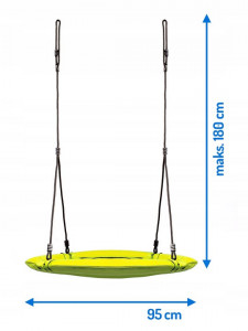 Leagan cuib de barza, pana la 150 kg, Neo-Sport, Swingo, XXL, 95 cm, Galben - Img 4
