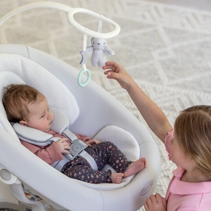 Leagan electric pentru copii Graco Eluma Sway cu tehnologie inteligenta de detectare a plansului, pentru bebelusi, alb Rori - Img 10