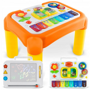 Masa de activitati interactive pentru copii, multifunctionala, cu sunete si lumini, cu planse educative, pian, cutie pentru nisip, Ricokids, RK-746 - Img 1