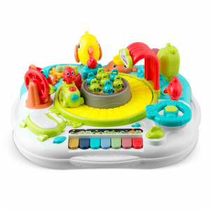 Masa de activitati interactive pentru copii si tabla educationala, 2in1, cu sunete si lumini, pian colorat, tren automat, joc hranire pasarele, elemente in miscare, Ricokids, RK-821 - Img 3