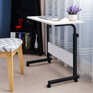 Masa pentru laptop, multfunctionala, cu roti, Modern Home, cadru metalic, blat MDF, Alb - Img 3