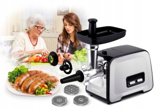 Masina electrica profesionala de tocat carne, Berdsen, 1200W, 1.2 kg/min, accesorii pentru tocat si feliat, Neagra - Img 8