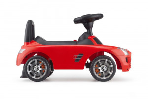 Masinuta Ride-On Pentru Copii, Mercedes SLS AMG, Cu Melodii Si Clanxon, Spatar De Protectie, Volan Multimedia, Rosie - Img 4