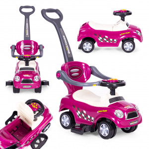 Masinuta Ride-On pentru copii, Multistore, Quick Coupe, cu melodii si clanxon, spatar si balustrade de protectie, volan multimedia si maner de ghidare, Violet - Img 5