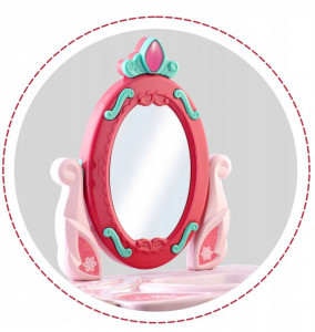 Masuta de toaleta din plastic, pentru copii, 2in1, tip valiza, cu accesorii machiaj, sertar, oglinzi plabile, Ricokids, 48 x 42 x 20,5 cm - Img 5