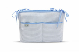 Organizator pentru pătuț copii Tiny Star Blue, 25×40 cm, bumbac 100%, 3 buzunare