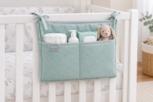 Organizator pentru pătuț copii Tiny Star Fresh, 25×40 cm, bumbac 100%, 3 buzunare - Img 2