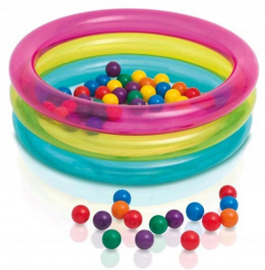 Piscina gonflabila pentru copii, 86 x 25 cm, INTEX, 3 inele, 50 de bile, 48674 - Img 1