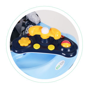 Premergator interactiv pentru copii, Ecotoys, 2 in 1, impingator educativ, Albastru - Img 6