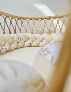 Protectie impletita pentru patut copii, din bumbac catifelat, Sparrow, Velvet Almond Flowers, 340 cm, Full 120 x 60 cm - Img 5