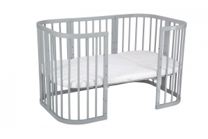 Resigilat - Patut Evolutiv pentru Copii, Multifunctional, 7in1, Saltele Incluse, Waldin, Gri - Img 4