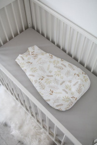 Sac de dormit pentru bebelusi Tiny Star Grain, 75 cm, Bumbac, Alb / Imprimeu Spice de Grau - Img 2