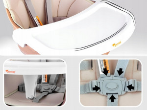 Scaun de hranire transformabil, masa cu scaun, inaltator, Jokomisiada, 6in1, Bej - Img 8
