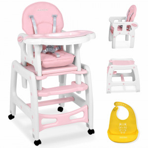 Scaun de masa 5 in 1, balansoar, hranire, joaca, scaun cu masa, Ricokids, Sinco, Roz - Img 1