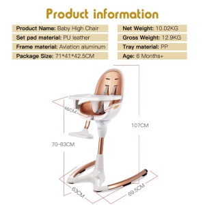 Scaun pentru Hranire Copii 3 in 1, inaltime reglabila, inclinatie relglabila, 0 - 50 kg, Hot Mom, White Gold - Img 4