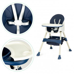 Scaun Pentru Hranire, Ecotoys, stil scandinav, tava reglabila si detasabila, cos depozitare, HC-823 Blue - Img 3