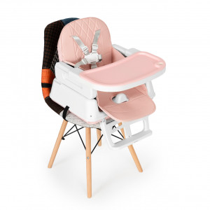 Scaun Pentru Hranire, Ecotoys, Transformabil, 3 in 1, tava detasabila, suport pentru picioare, Roz - Img 4