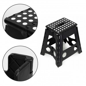 Scaun plabil, taburet din plastic rezistent, sarcina 120 kg, polipropilena, ModernHome, PJJFS004-C, Negru - Img 8