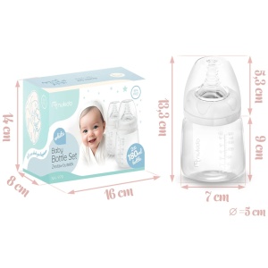 Set 2 Biberoane complete, Nukido, sticle 180 ml, tetine dinamice - Img 4