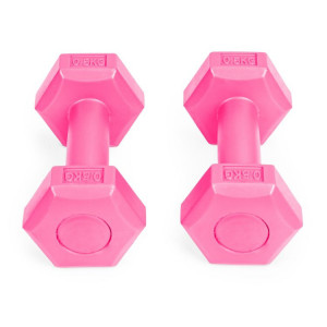 Set 2 Greutati pentru exercitii fizice, gantere hexagonale, ModernHome, 2 x 0,5 kg, 16 x 6,5 cm, Roz - Img 7
