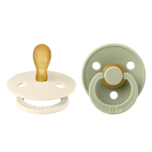 Set 2 suzete pentru bebelusi, BIBS, Colour Latex, tetina simetrica, 6-18 luni, Ivory / Sage